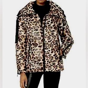 Sam Edelman Leopard print water resistant packable parka sz small new with tags